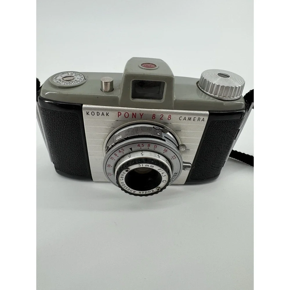 Vintage 1950's Kodak Pony 828 Camera 51mm Lens Flash 200 Shutter With Strap
